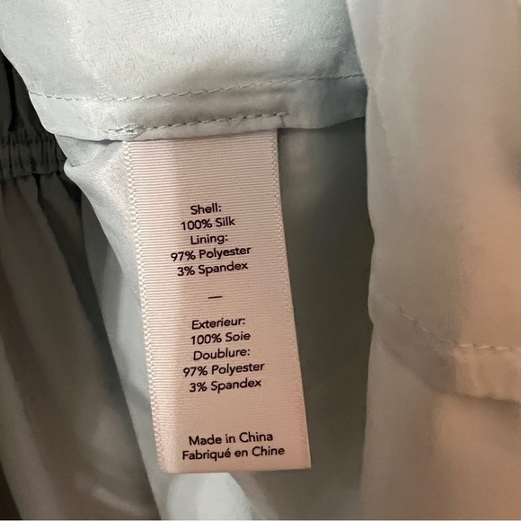 Elizabeth & James | NWOT Kenji Silk Blouson Mini Dress Tie Neck Dew Size S - Picture 12 of 12